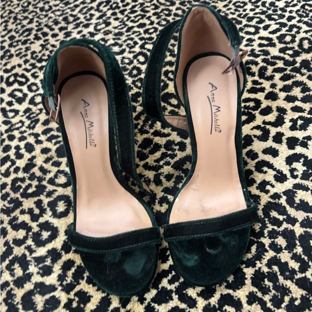 Christmas Green forest green Velvet Women's sandals